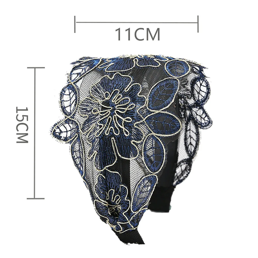 

Elegant Silk Flower Hairband Women Charming Hair Accessories Lace Turban Headband Vintage Adjustable Headwear