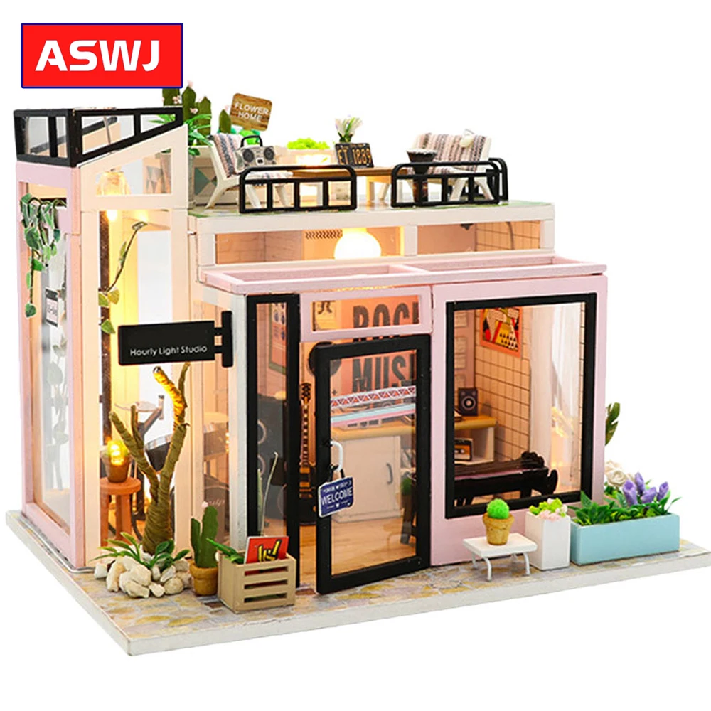 Новый DIY кукольный домик деревянный миниатюрный мебельный набор Casa музыка