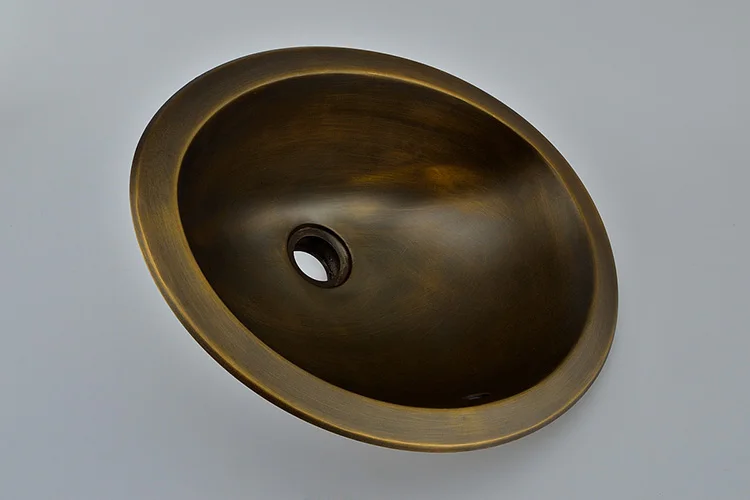 Старинная бронзовая овальная раковина в стиле ретро из матовой латуни