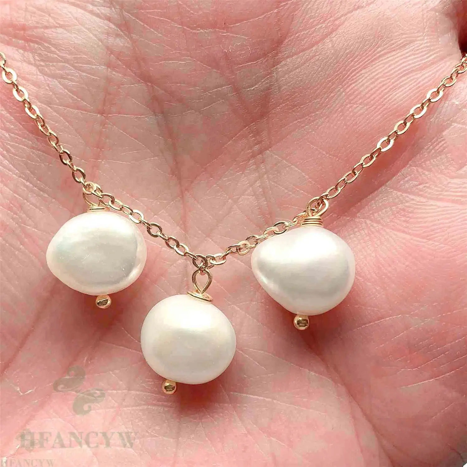 Белое барокко жемчужное 18k золотое ожерелье 18 дюймов Подарочная цепочка для