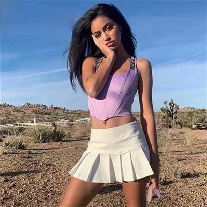 

Bazaleas Sexy white Pleated Skirts Fashion Hot Super Mini Women Skirt High Waist short skirts womens Casual drop shipping