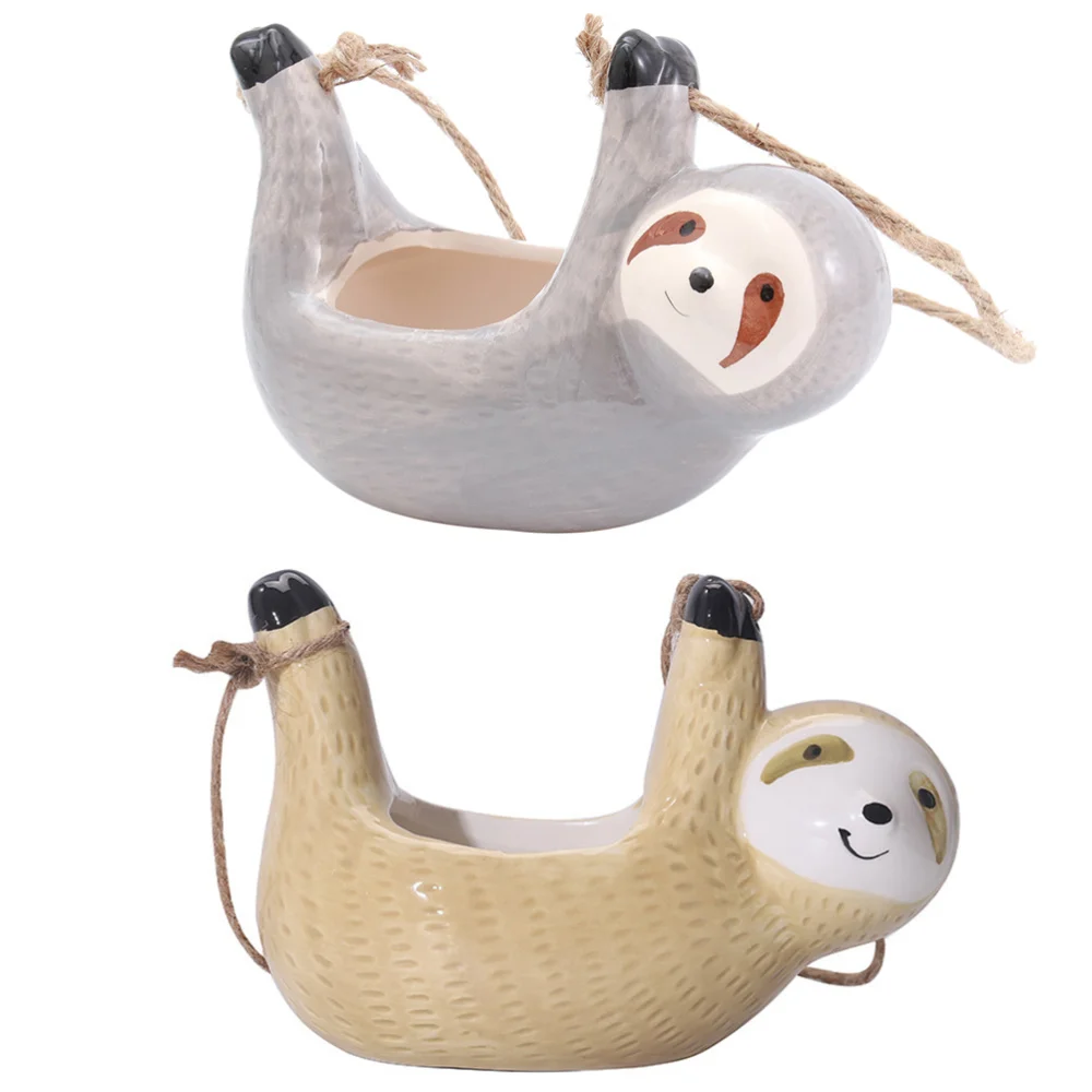

2pcs Sloth Flower Pot Hanging Succulent Plant Pot Container Home Decor