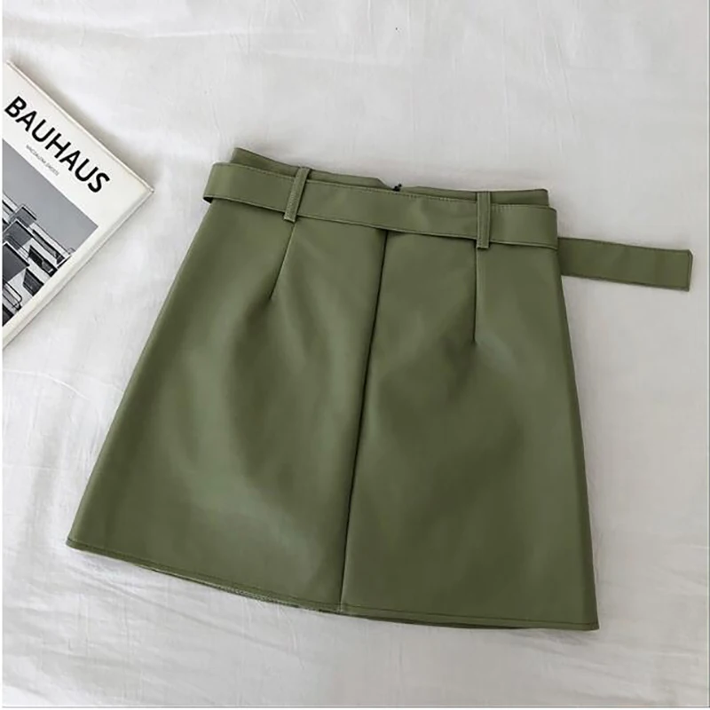 Msfancy кожаная женская мини юбка с завышенной талией Твердые Цвет Pu трапециевидной