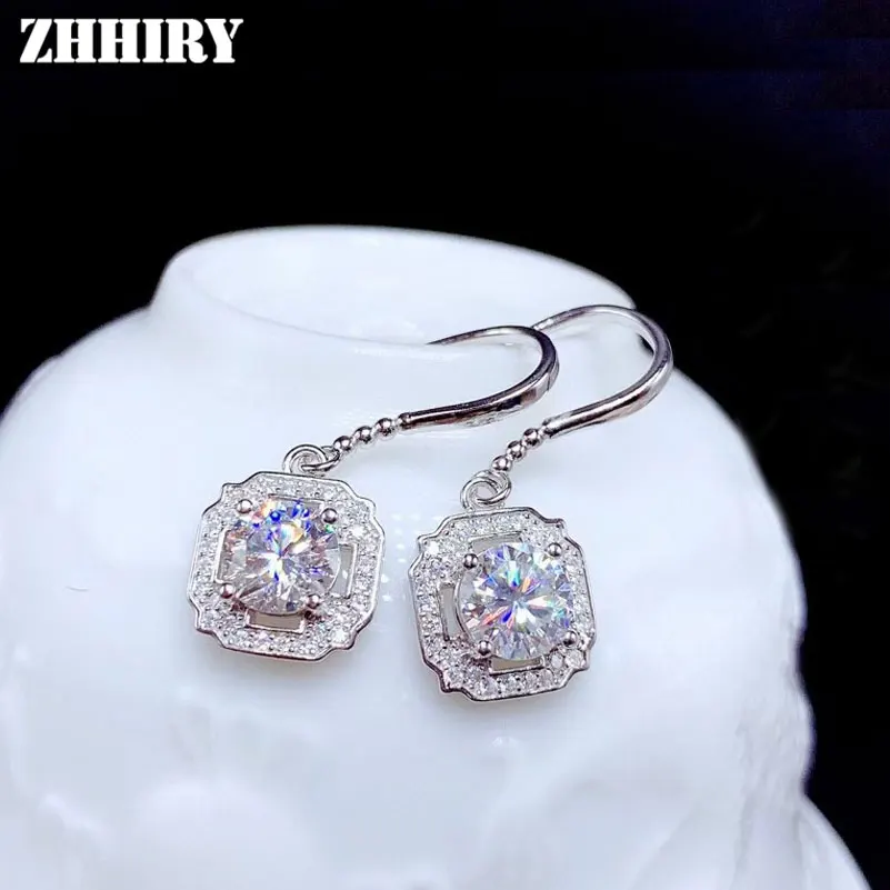 

Серьги-гвоздики женские из серебра настоящий Муассанит пробы, 925 пробы, 6,5 мм