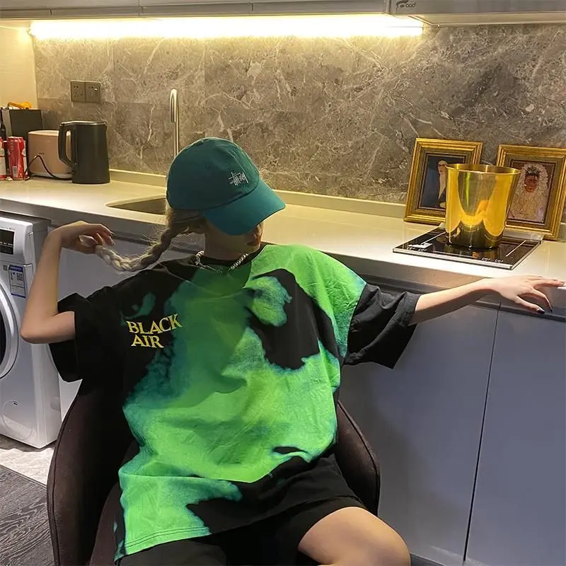 

Oversized T-shirt women printed t-shirts 2022 summer new Korean fashion personality high street style casual loose T-shirt trend