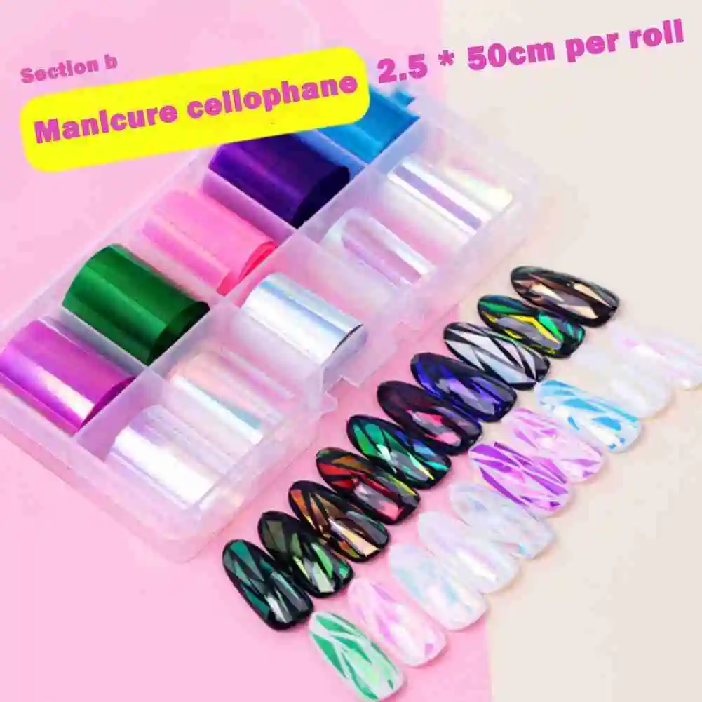 

2021 Fashion Punk Transfer Foil Sticker Broken Glass Nail Art DIY Nail Beauty Decoration Stencil Decal Dropshipping