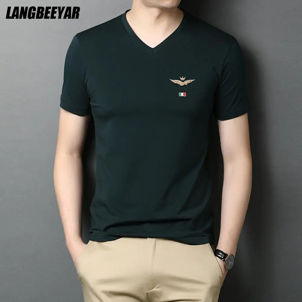

2021 Top Grade New Summer Cotton Spandex Designer Brand Tops Short Sleeve Pattern Casual Korean Fashion Tshirt For Men Clothes