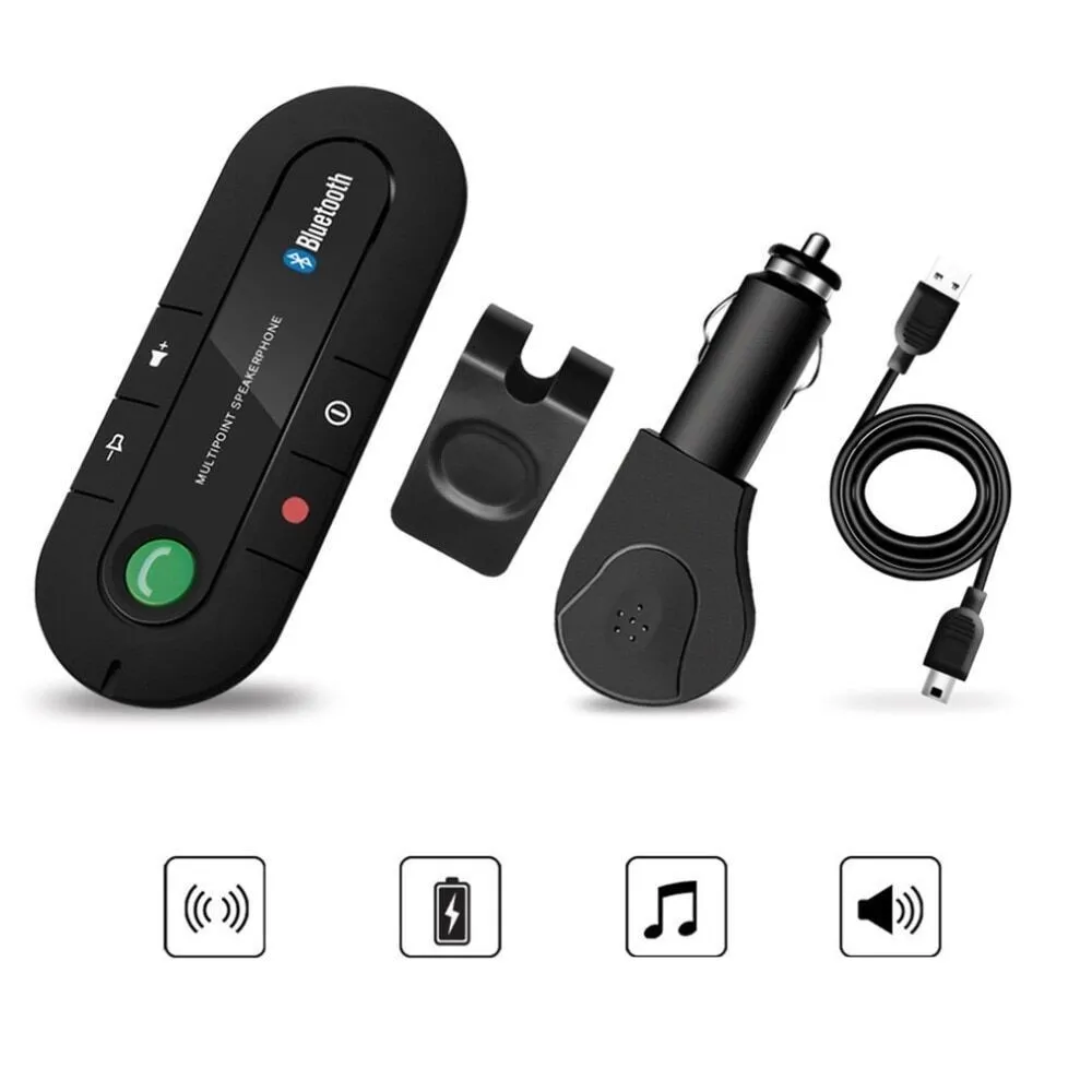

Multipoint Speakerphone 4.1+EDR Wireless Bluetooth-compatible Handsfree Car Kit MP3 Music Player for IPhone Android
