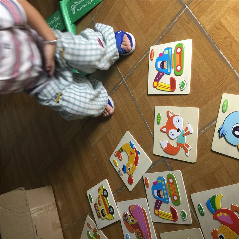 

Friendly Environmental Painting Children Jigsaw Puzzles DIY Wooden Animals Shape Toy Family Games