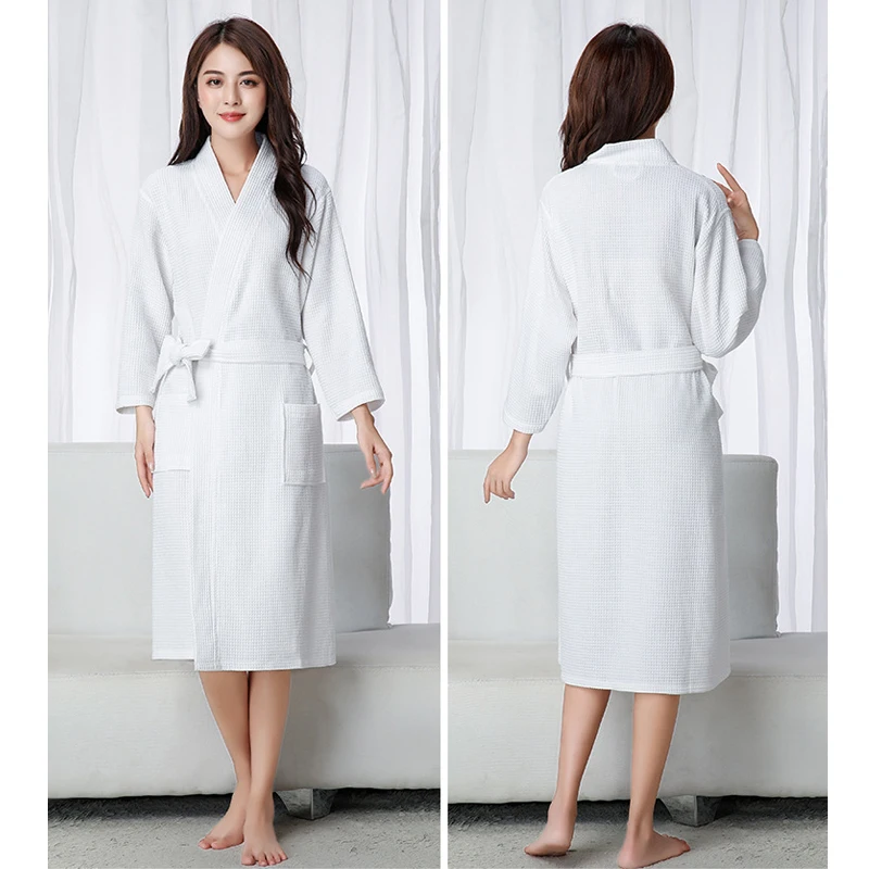 Women's Robe Waffle Sleepwear Cotton Bathrobe Thin Winter Pyjamas Bath Spring and Warm Bath Suit Badjas Female 2022