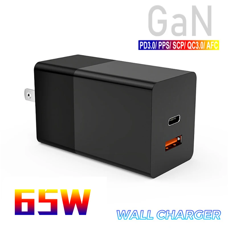 65W Ган USB C PD зарядное устройство с функцией быстрой зарядки 3 0 QC3.0 PPS SCP AFC кабель Type