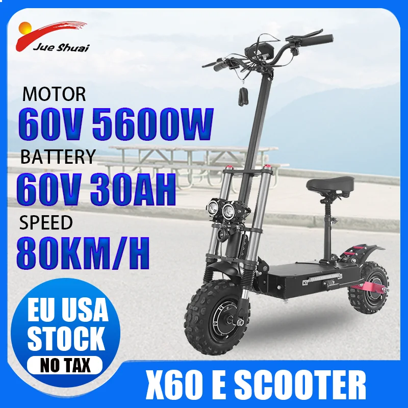 

5600W Dual Motor Electric Scooters Adults with High Speed 80KM/H Folding E Scooter Off Road 11Inch No Tax EU USA Stock