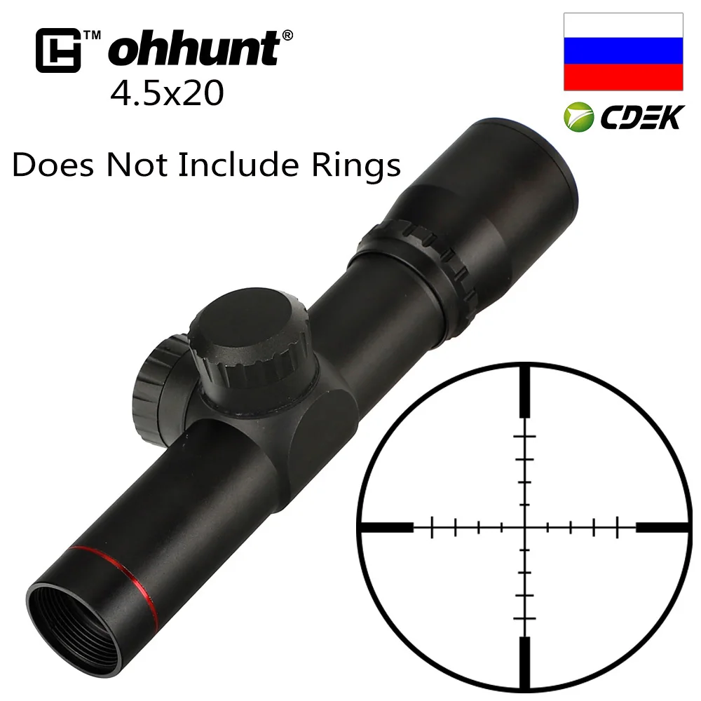 ohhunt 4.5x20 1 дюйм компактный Охотничий прицел Тактический оптический прицел Сетка Р4 прицел Флип открыть Крышки объектива - Цвет: Not Include Rings