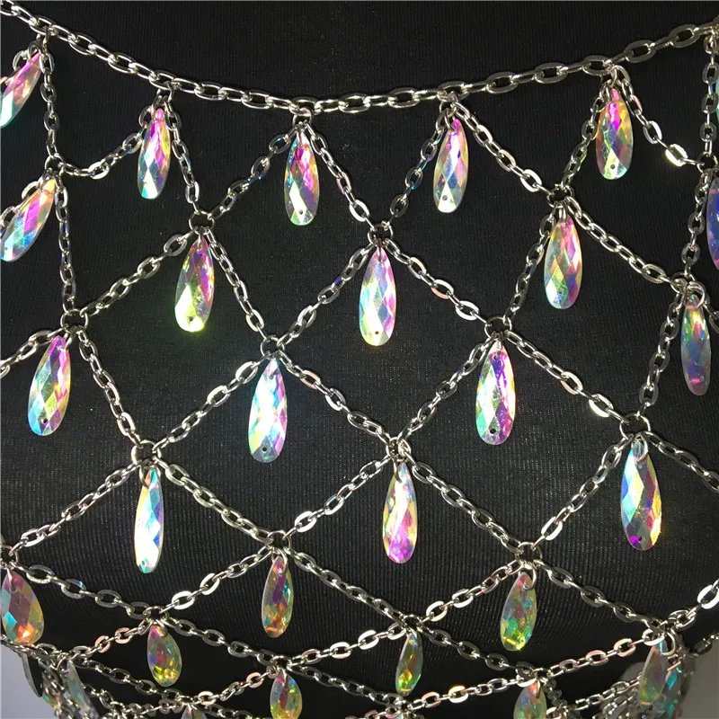 

Crystal Rhinestone Pendant Body Jewelry Chic Harness Bra Body Chain Sexy Hollow Out Mini Skirt Luxury Carnival Accessories