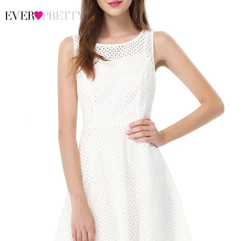 Чисто белые платья подружки невесты Ever Pretty A-Line с круглым вырезом без рукавов, женские платья для свадебной вечеринки, Vestido Madrinha