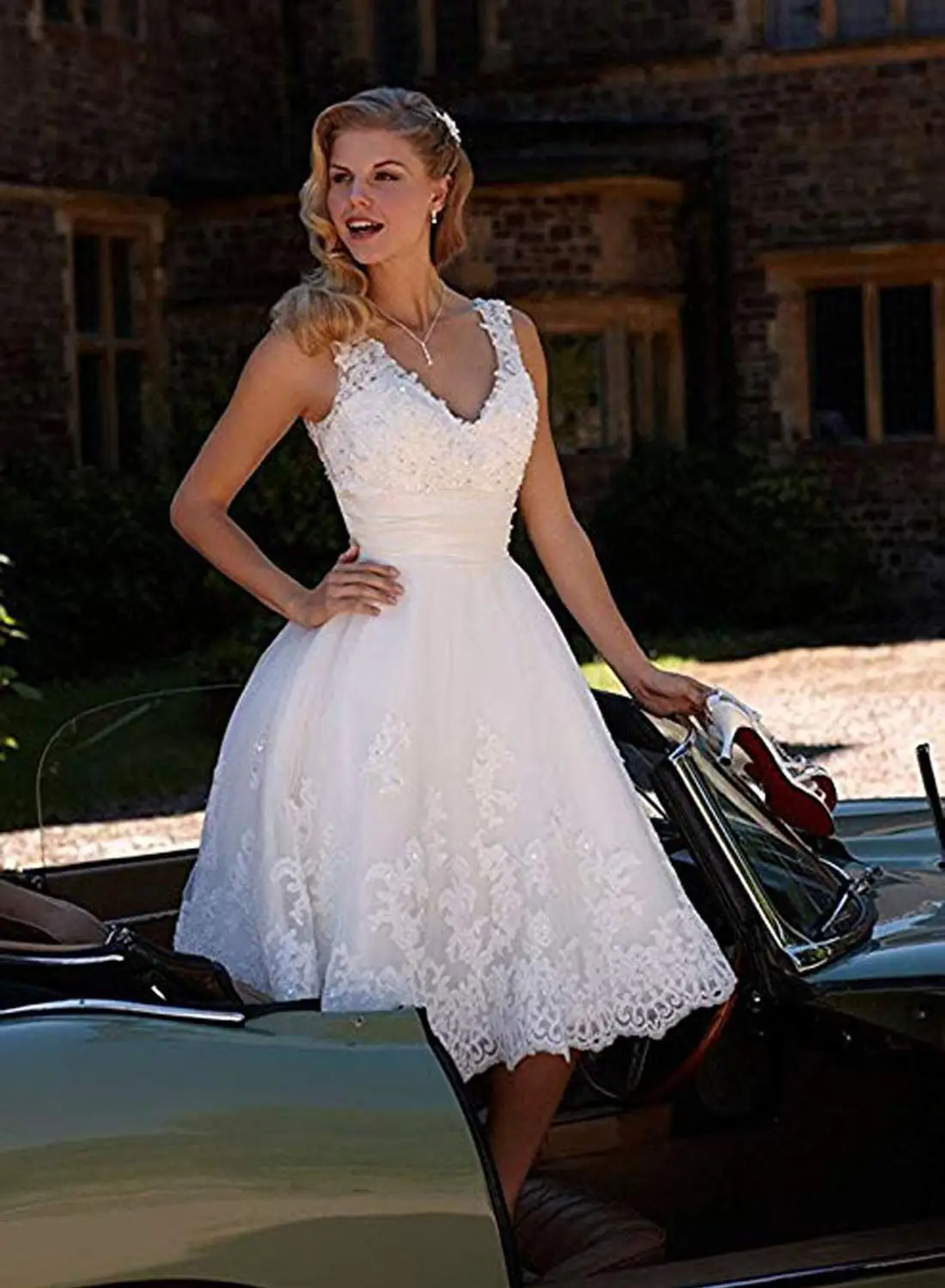 MIQILADUNA 2019 Короткие свадебные платья с вышивкой Vestidos De Novia v образным вырезом