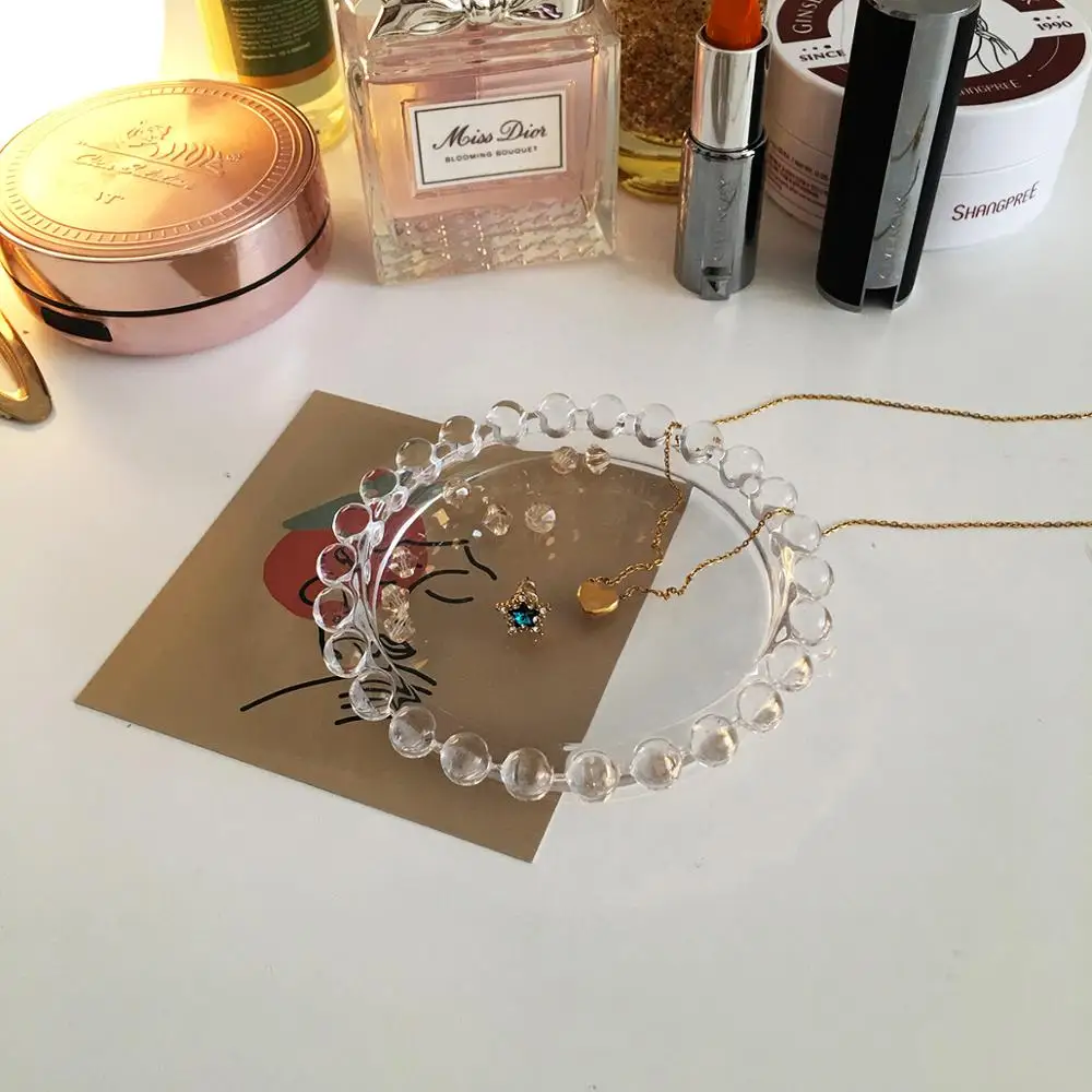 Круглый стеклянный поднос с бусинами в европейском стиле серьги ожерелья кольца