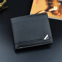 mens short fashion open soft wallets male lychee pattern coin purses casual multifunction money clip thin card holder