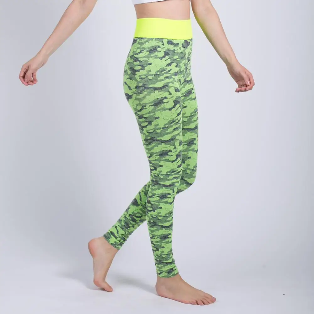 2019 печати Бесшовные Леггинсы эластичные цвет: черный/зеленый/фиолетовый