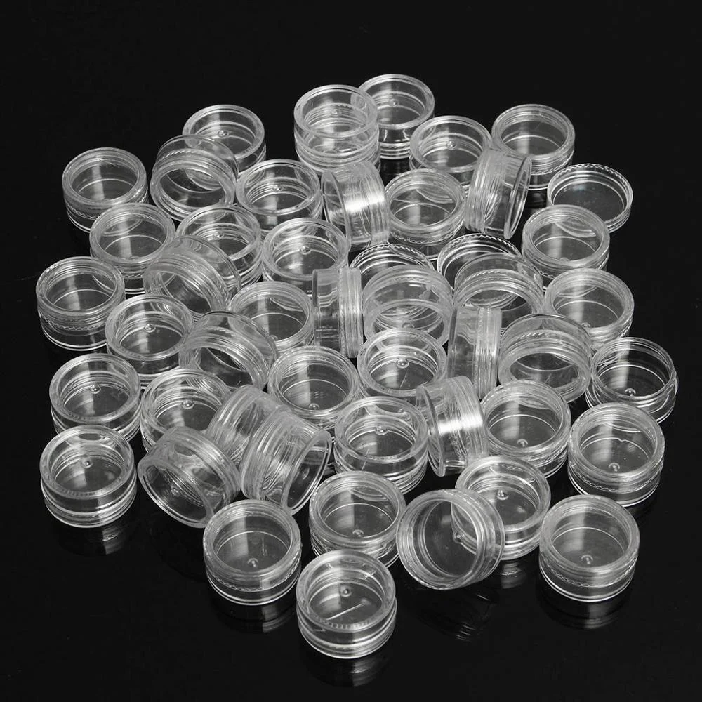 

50pcs/Lot 5g Sample Clear Cream Jar Mini Cosmetic Bottles Containers Transparent Pot For Nail Arts Small Can Tin Balm