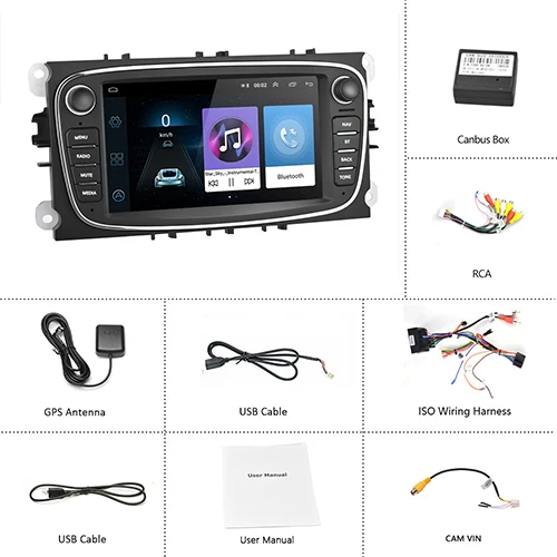 Car radio only Hikity 2din автомобильный радиоприемник " Зеркало Ссылка проигрыватель Android gps wifi Bluetooth CANBUS для Ford Focus Mondeo C-MAX S-MAX Galaxy II Kuga - Цвет: Car radio only