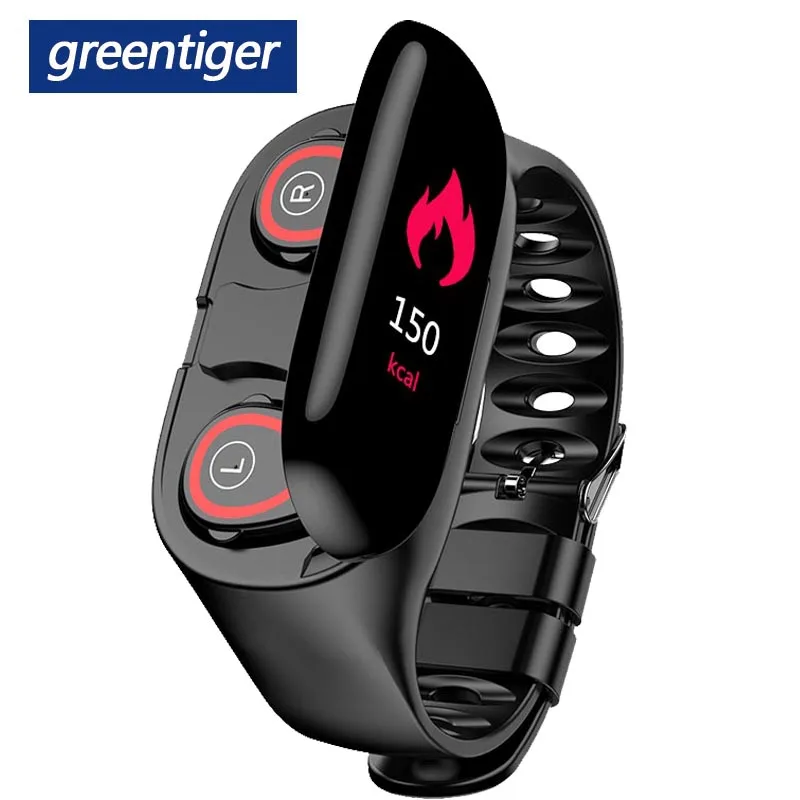 Greentiger M1 умный браслет Bluetooth наушники TWS стерео наушники AI умные часы монитор сердечного ритма во время сна кровяное давление