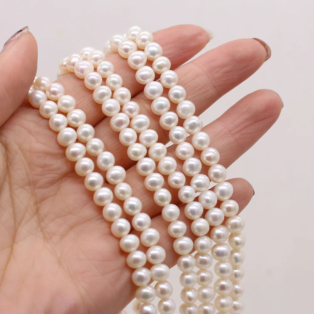 Real Natural Freshwater AAA Pearl Beads Near Round White Loose Pearls For DIY Craft Bracelet Necklace Jewelry Accessories Making