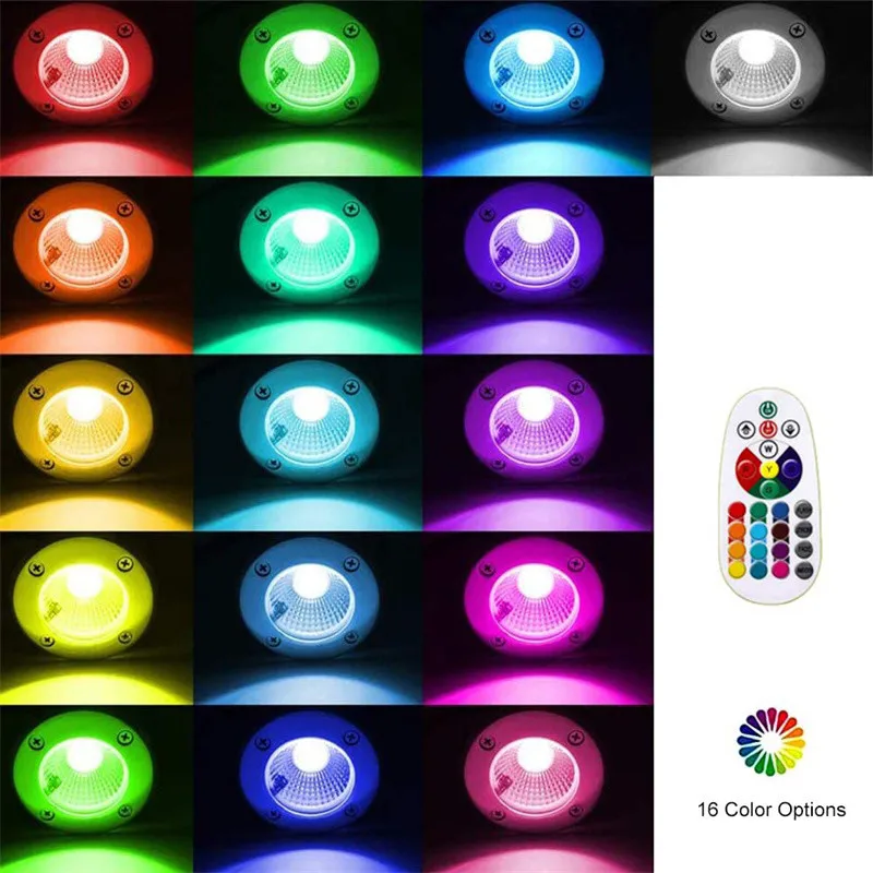 Уличные Водонепроницаемые светодиодные Подземные Лампы 10 Вт RGB с пультом