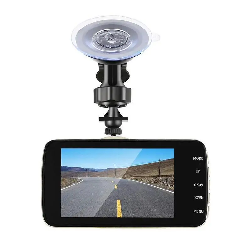 4 дюймовый ЖК Ips Двойной объектив Автомобильный видеорегистратор Fhd 1080p приборная