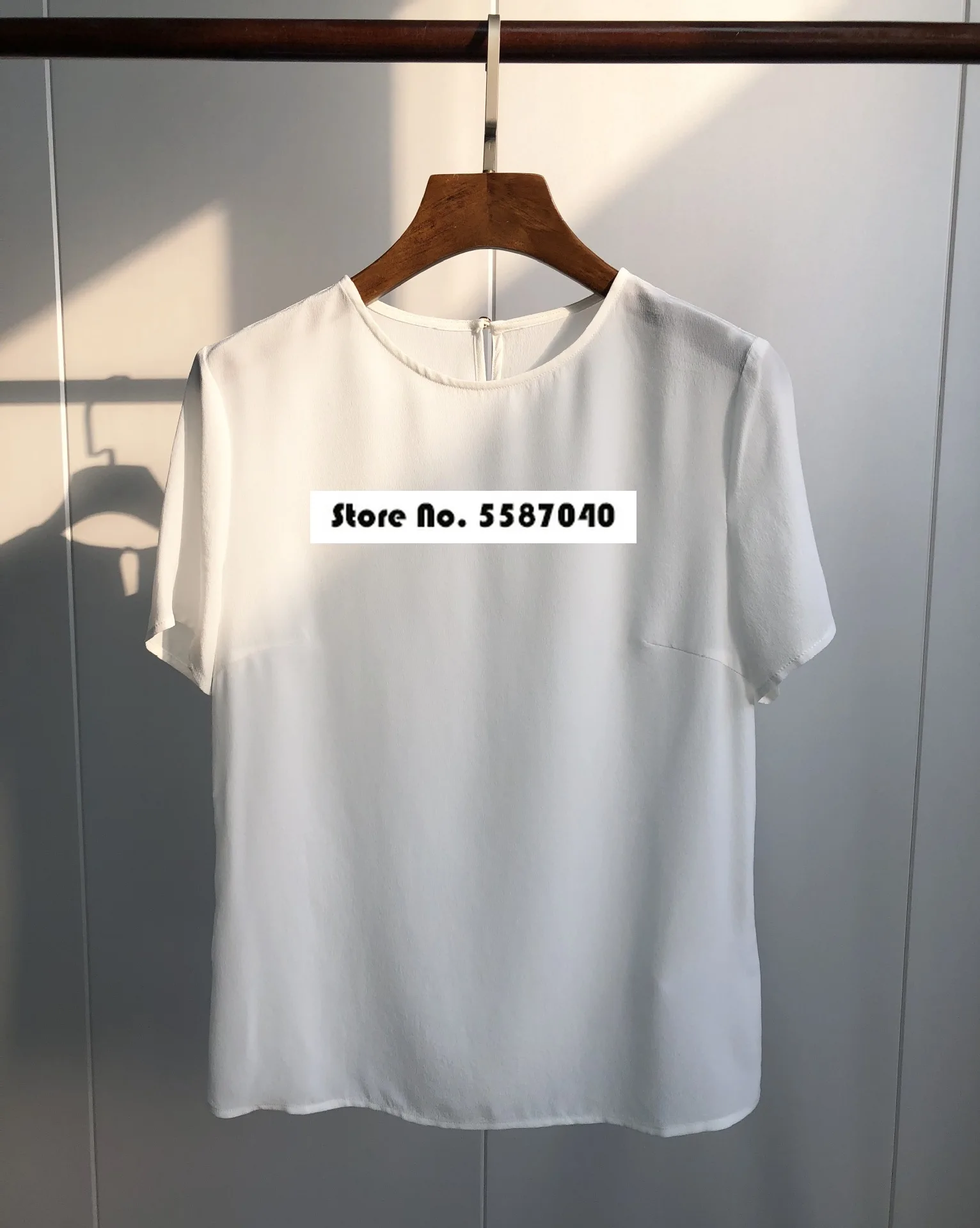 

Women T-shirt Simple Silk Short Sleeve 100% Silk Round Neck T-Shirt