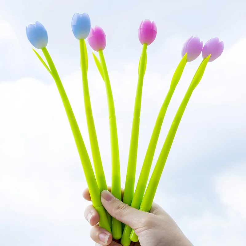 Creative Light Color Tulip Silicone Gel Pen Small Fresh Cute Student Exam Writing School Office Supply | Канцтовары для офиса и