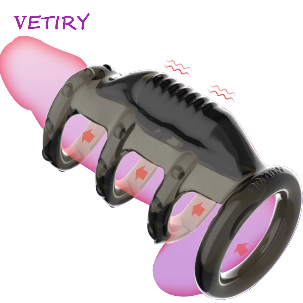 Вибратор-Пуля для мужчин Вибрирующая втулка удлинитель фаллоимитатора