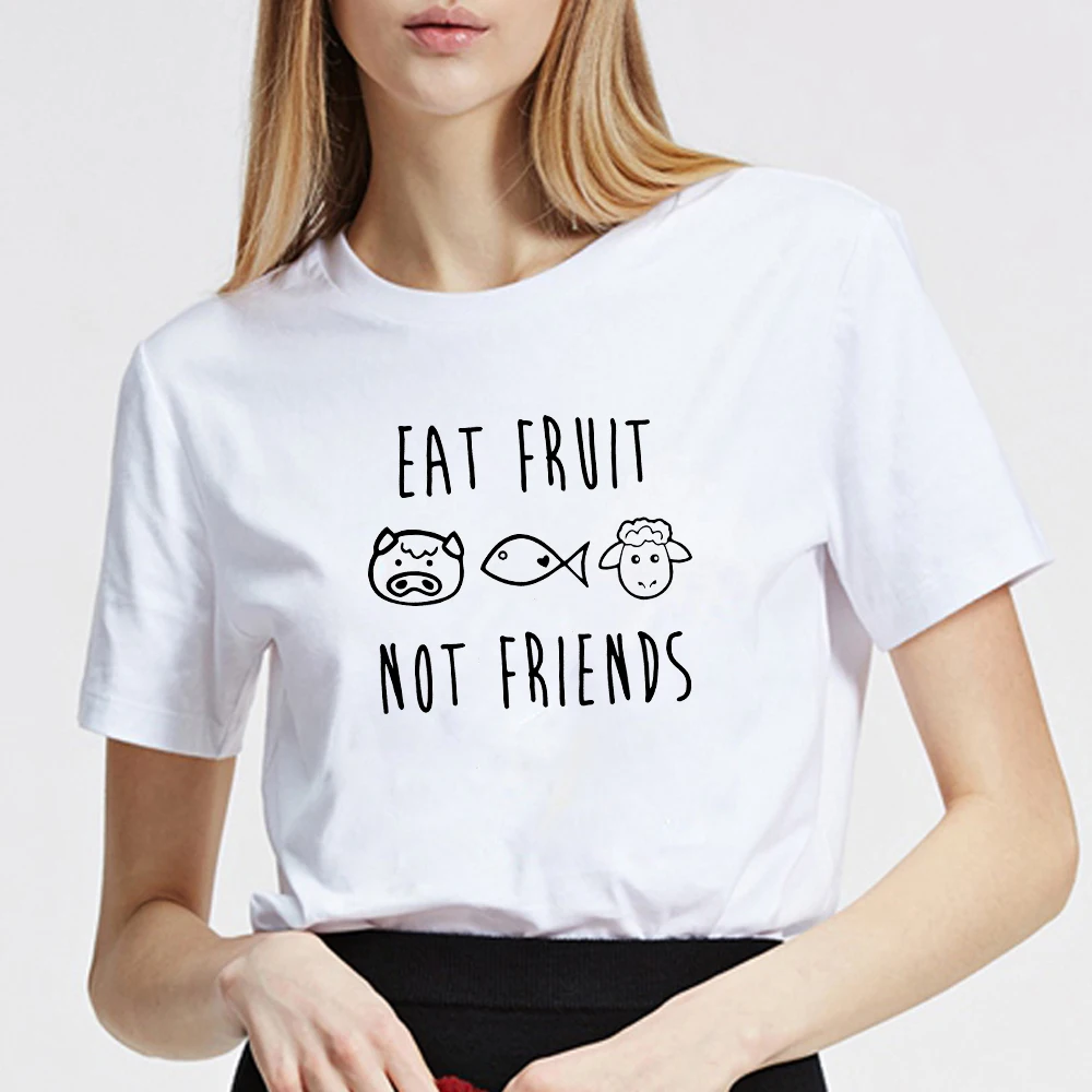 

Vegan Vegetarian Plant based Tee eat fruit not friends cotton t shirt Graphic Tees Hipster Tumblr Cozy tops drop shipping