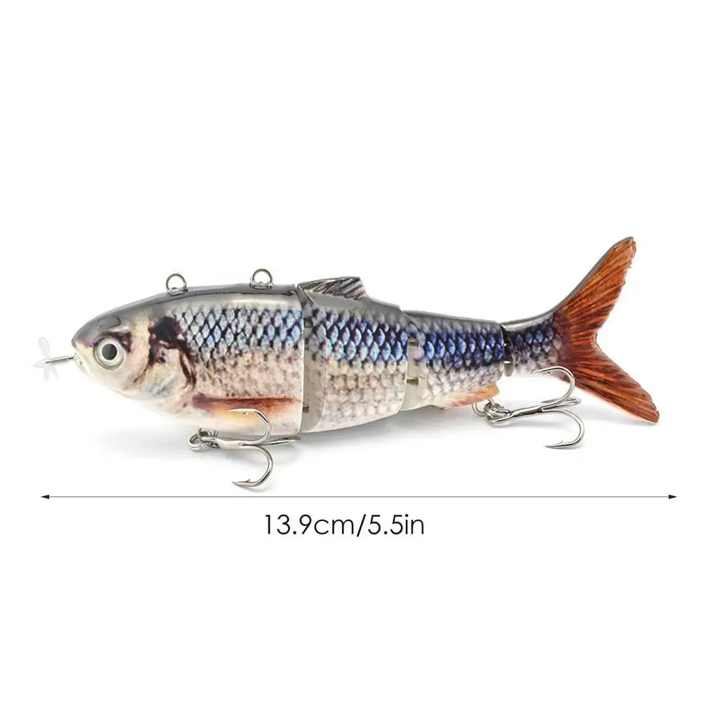 

Robotic Fishing Lure LED Light Electric Lure Wobblers USB Rechargeable 4 Segments Fishing Lures Auto Swimming Swimbait Crankbait