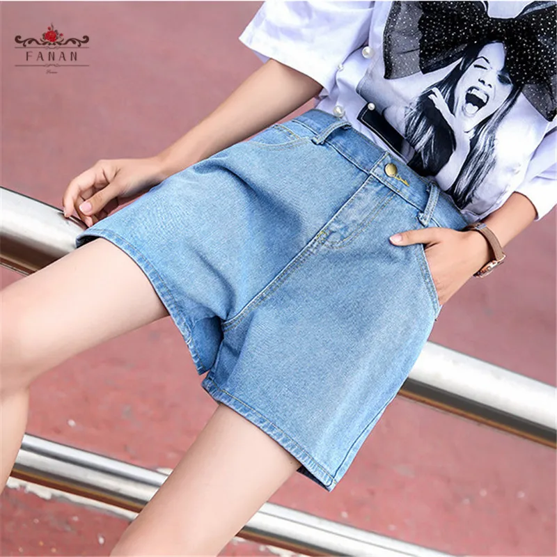 

Wide Legs A-Line Jeans High Waist Denim Shorts for Women Summer Loose Slim Casual Jeans Shorts Plus Size Ladies Bottoms