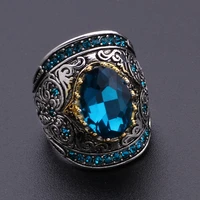 fashion europe style women ring jewelry classic vintage lady blue crystal engagement wedding ring for female friend party gift