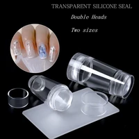 1 set double heads pure clear silicone nail art stamper scraper polish printing transferring design marshmallow nails stamp tool