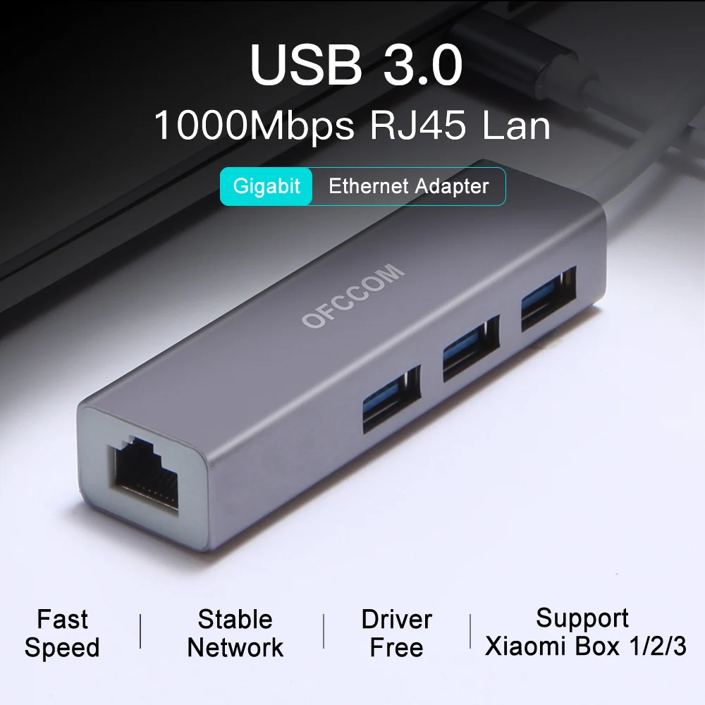 OFCCOM USB Ethernet 3 0 до 1000 Мбит/с RJ45 HUB для ноутбука Xiaomi Mi Box S/3 компьютерной приставки к