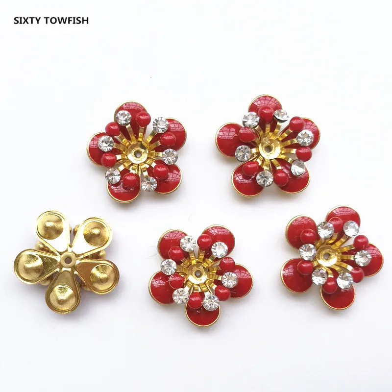 032-20mm-red 5 шт./лот 24 стиля медная филигрань горный хрусталь цветок ломтик подвески База Установка DIY ювелирные украшения - Цвет: 032-20mm-red