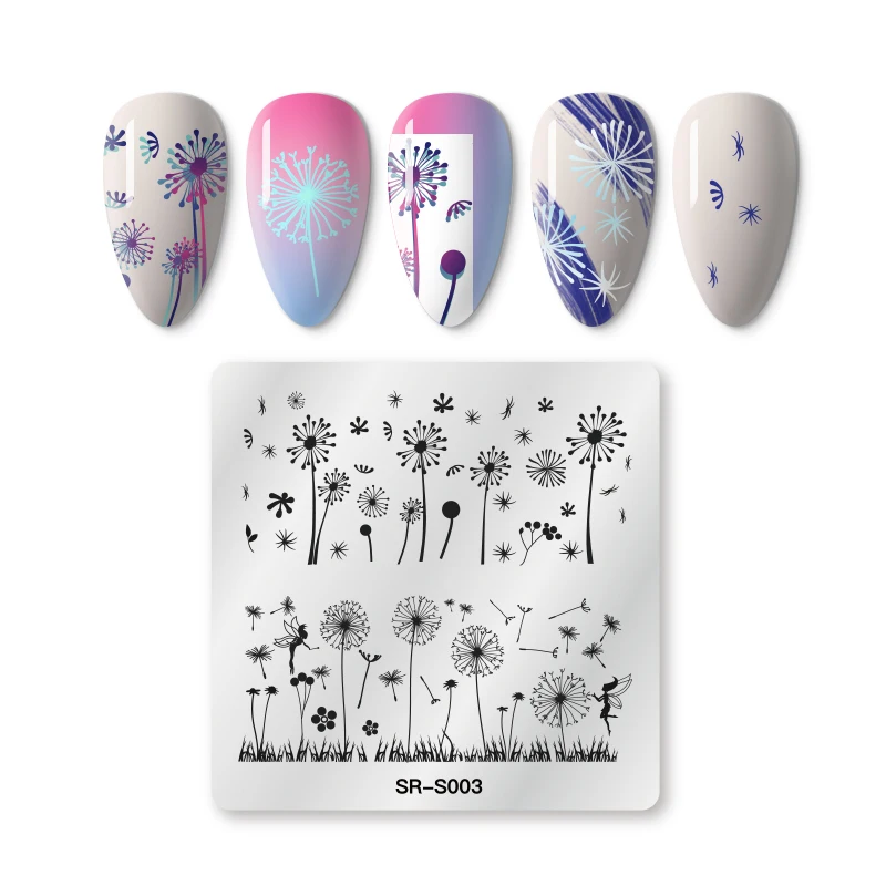 Квадратный шаблон для стемпинга нейл-арта растения Цветочный узор ногтей