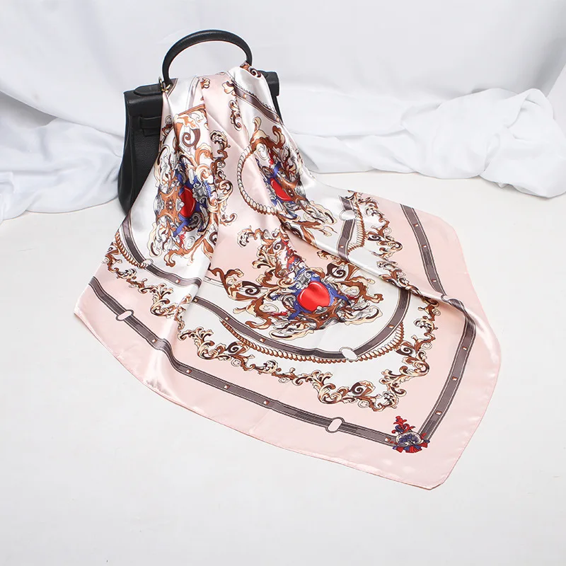 Модный Шелковый шарф платок из атласа шарфы большой размер 90*90 см квадратный