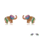 ZEMIOR 925 стерлингового серебра для женщин сверкающие слон серьги-гвоздики с животными милый ювелирные изделия ручной работы разноцветные циркоовые серьги