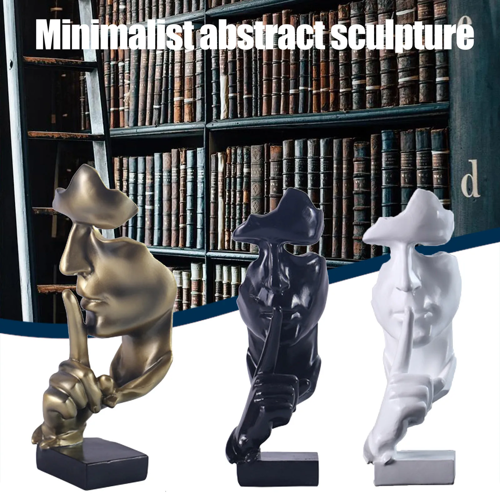 Черная белая серебряная абстрактная скульптура ремесленный герой статуя из