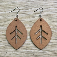 ins brown wood africa queen hollow out leaf leaves feather irregular earrings vintage party african afro jewelry wooden diy