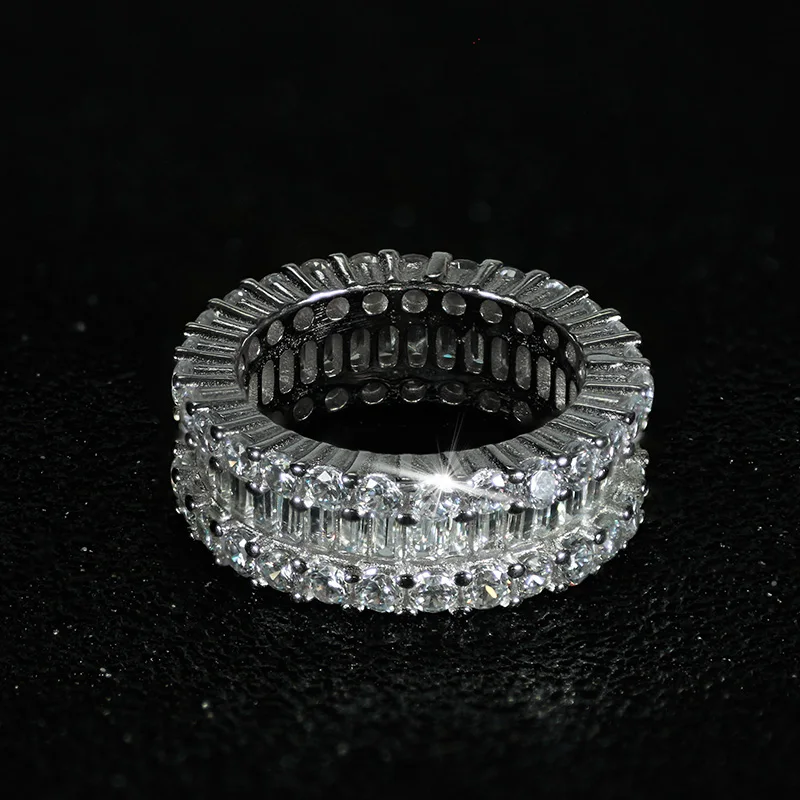 Роскошные 925 серебро в стиле &quotбагет&quot циркония обручальное кольцо для женщин