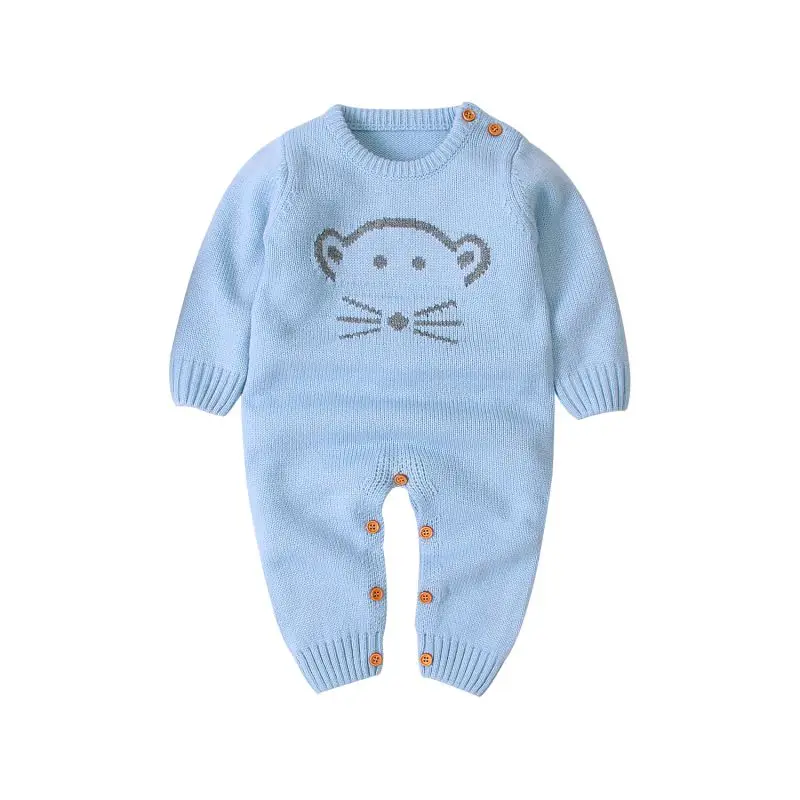 

2021 new Infant Baby Knitted Romper Newborn Infant Baby Boy Girl Weave Long Sleeve Rompers Jumpsuit Outfits Cartoon Bear Clothes