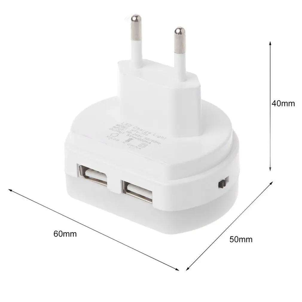 

Light Sensor LED Night Light with Dual USB Wall Charger Plug US / EU Plug Drop Shipping