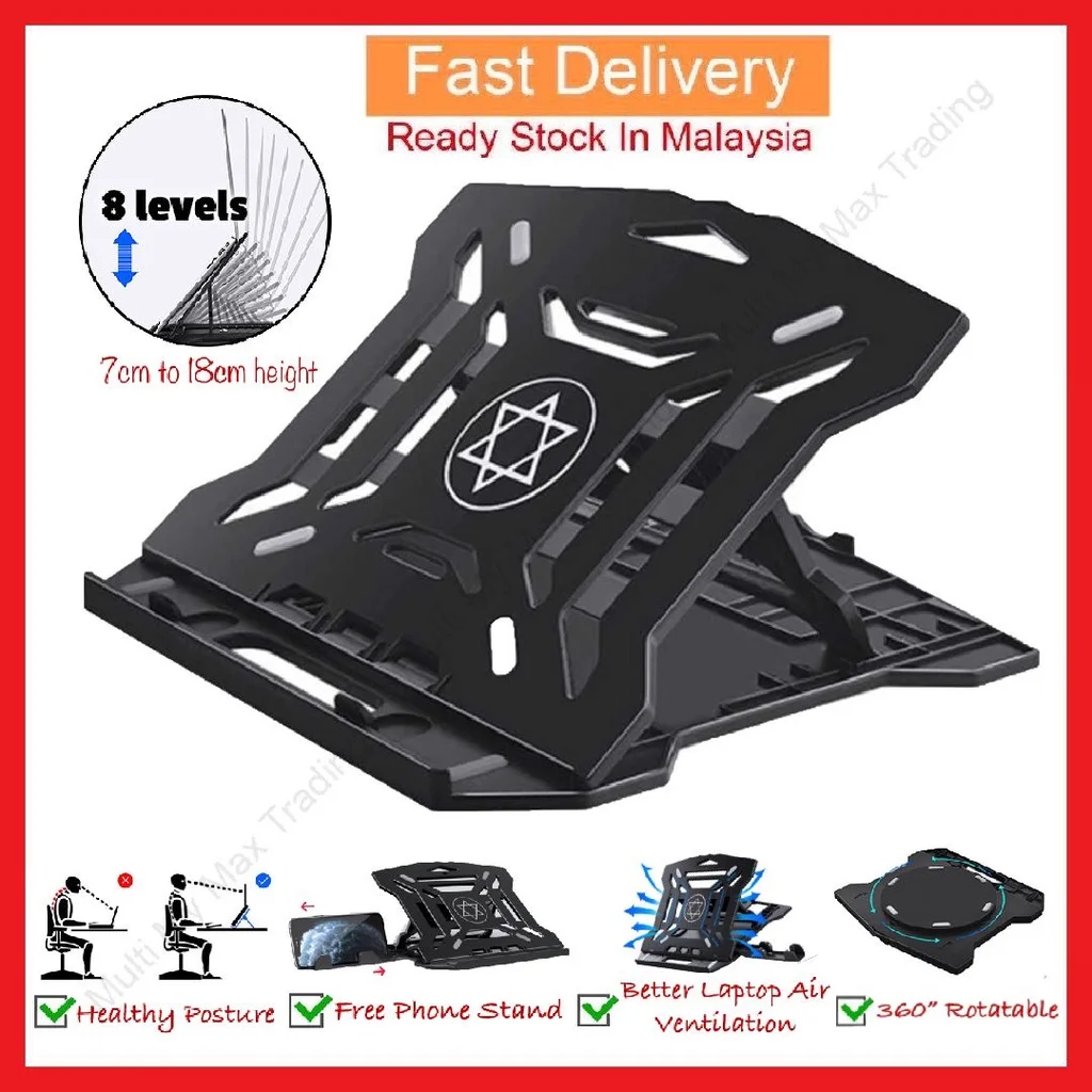 

Портативная и регулируемая Нескользящая вентилируемая подставка для ноутбука (в наличии) Вращающаяся