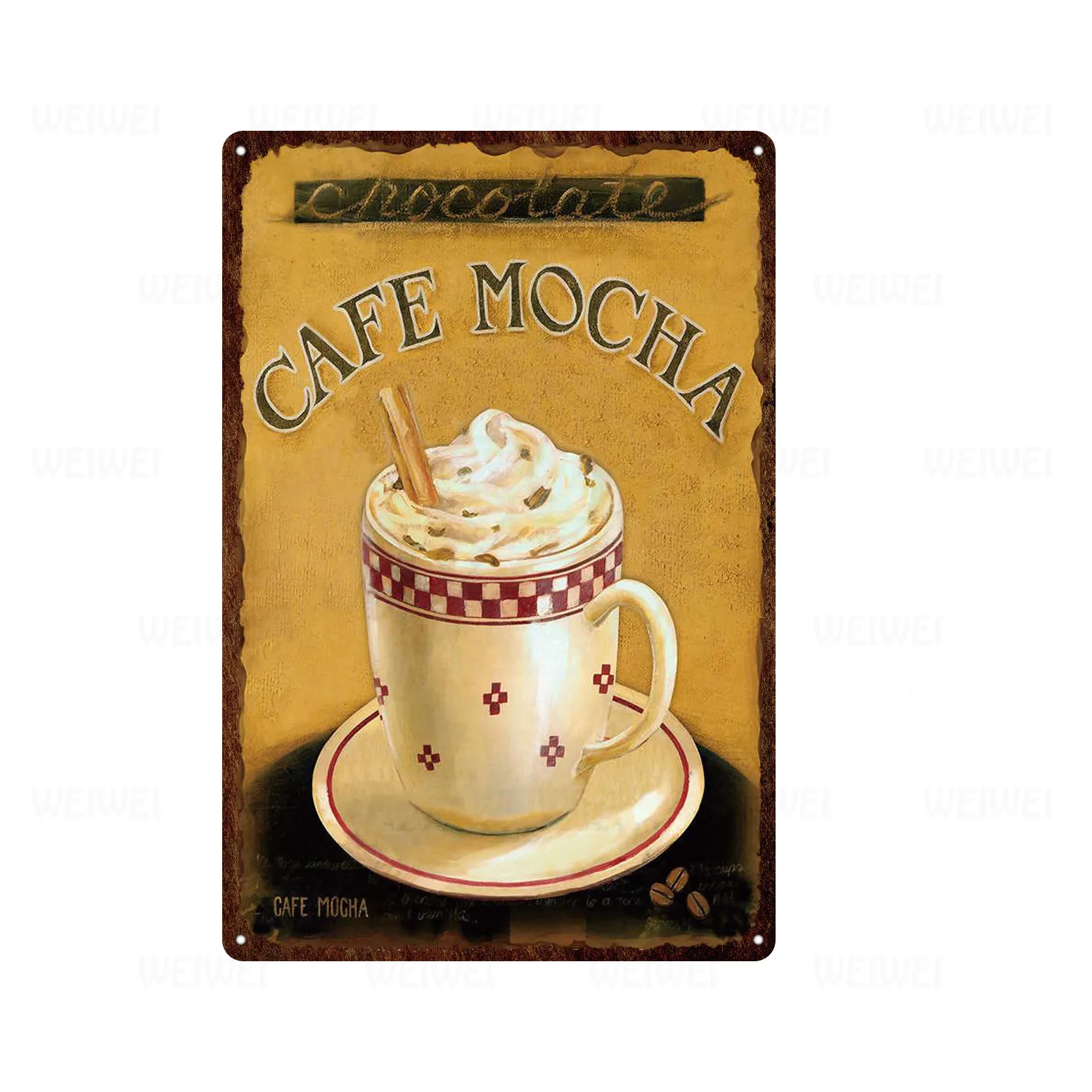 Табличка в виде итальянского кофе металлическая фотообои для шоколада бара