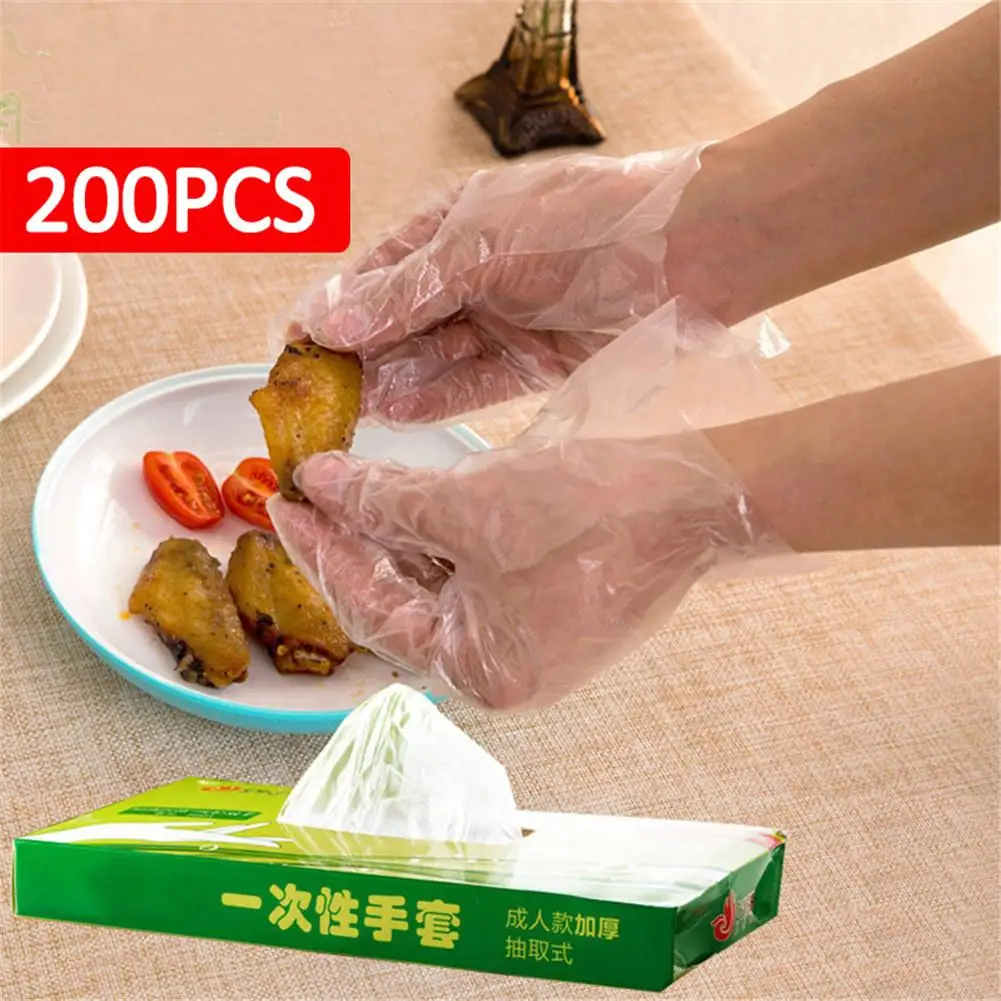 

200PCS Kids Disposable Gloves Food PVC Dishwashing Gloves Transparent Scrubbing Gloves for Restaurant Kitchen BBQ Housework